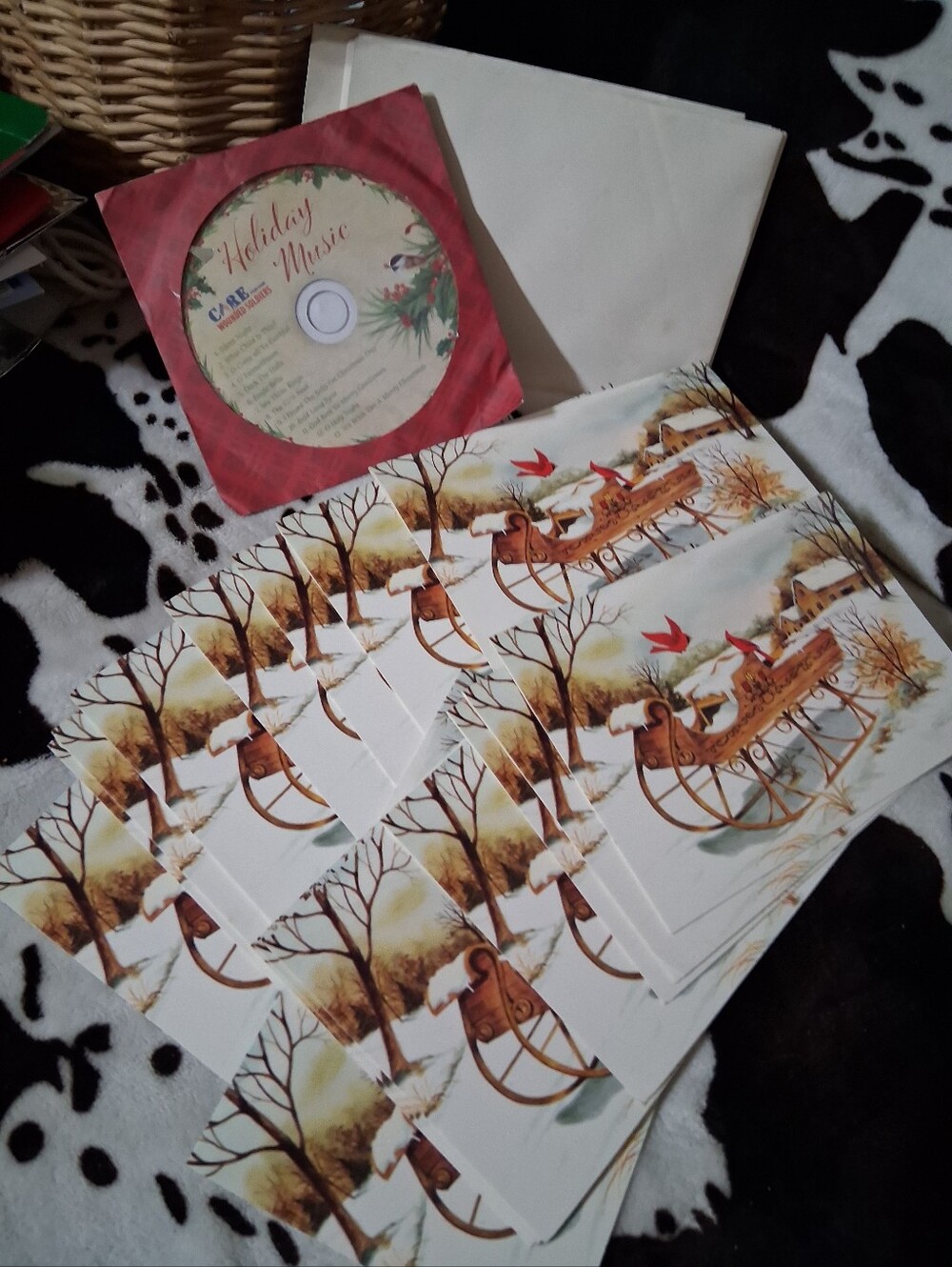 Vintage Holiday Sleigh Holiday Cards with Matching CD